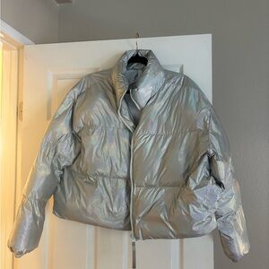 Fabletics Shimmering Silver Puffer Jacket